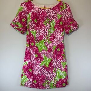 Lilly Pulitzer Jubilee Sz 2 Fiesta Ruffled Mini Dress White‎ Pink Zinnia Keyhole